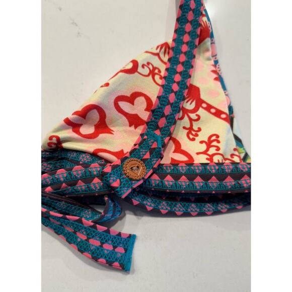 Maaji Size Small Triangle Bikini Top Colorful Floral Print Swim Artsy Tie Back - Picture 8 of 9